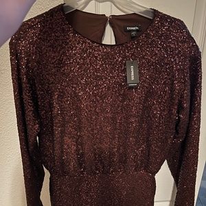 Express Sequin Strong Shoulder Mini Dress